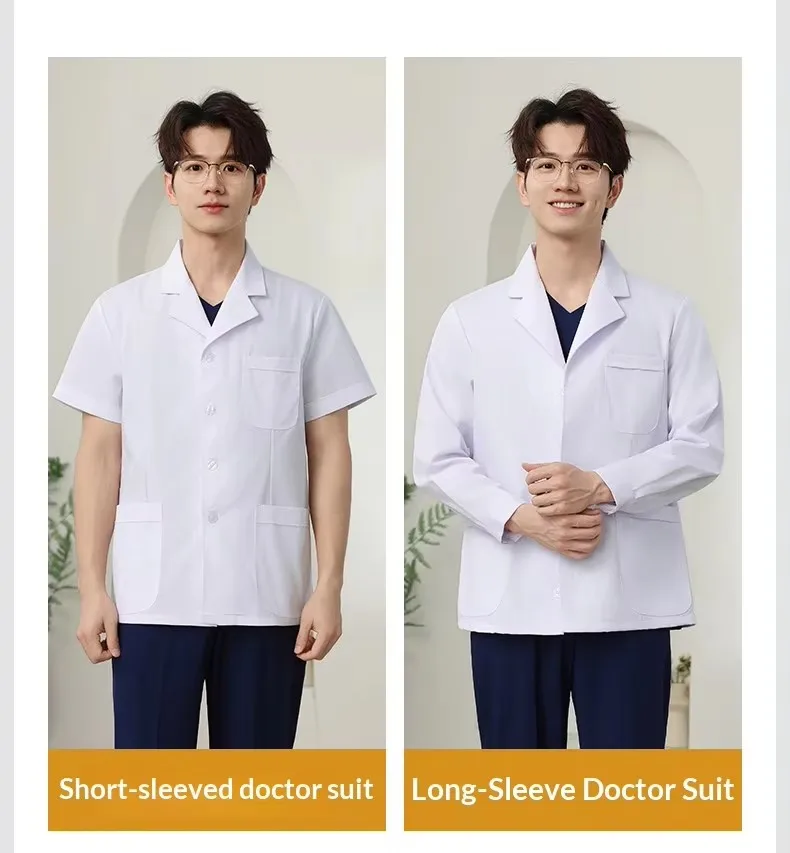Hort Long Sleeve White Lab Coat Short Style Men Women Doctor Physician Uniform Medical Workwear Breathable for Hospital Clinic view 6