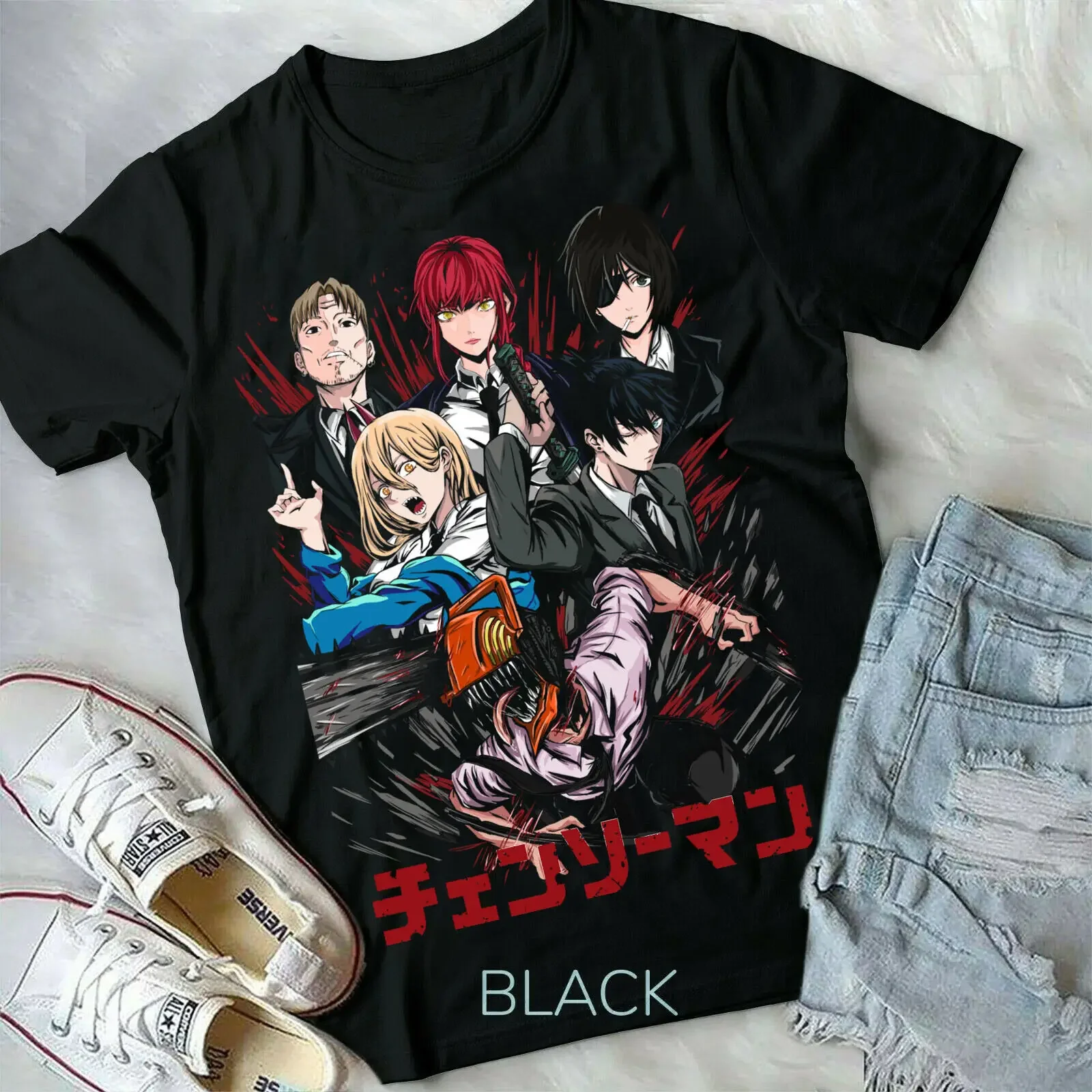 

Chainsaw Man New T-Shirt,Denji and Makima T-Shirt Men & Women All Size Black