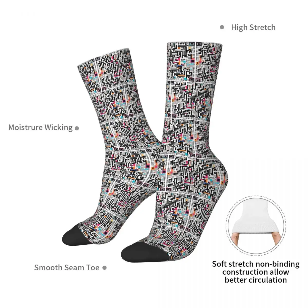 Deciphering The QR Code Socks Harajuku Super Soft Stockings All Season Long Socks Accessories for Unisex Christmas Gifts