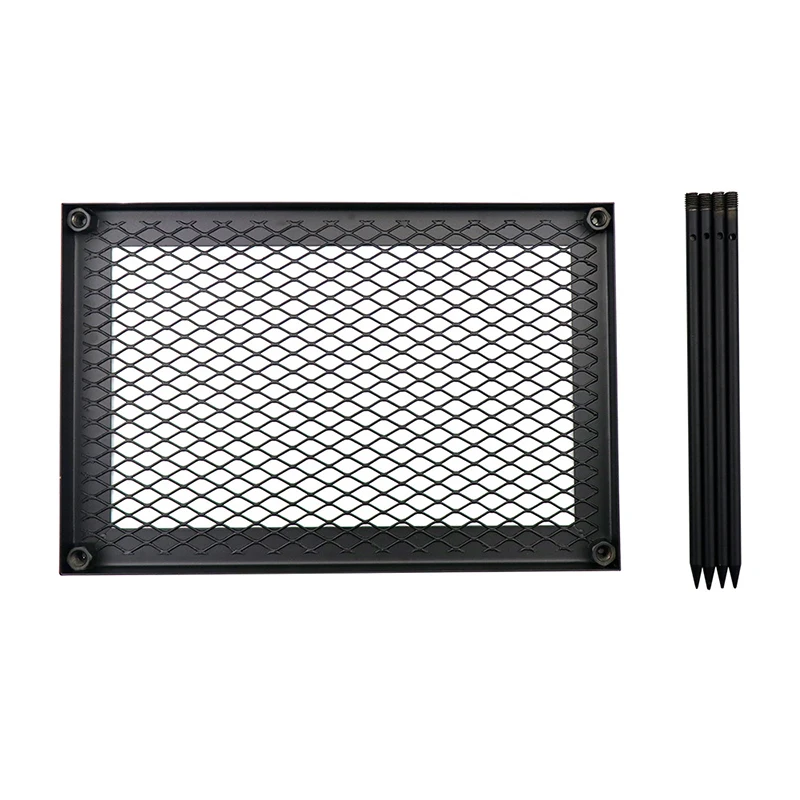 Iron Net Table Campfire Grill Drain Rack Shelf Outdoor Camping Picnic Portable Folding Small Table Cooking Grill Mat Racks