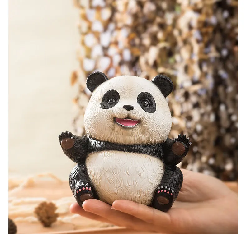 Chinese style cute panda creative animal ornaments resin crafts gift decorations