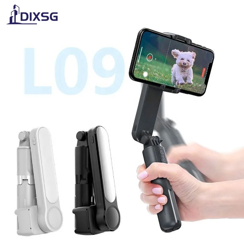 DIXSG L09 Handheld Smart Shooting Gimbal Phone Stabilizer with Selfie Stick Tripod Portable Gimbal Stabilizer with LED Light