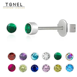 Nickel-free ure Titanium Stud Earrings 3mm Twelve Birthstones Cubic Zirconia Stone For Women Grils Sleep Jewellery Accessories