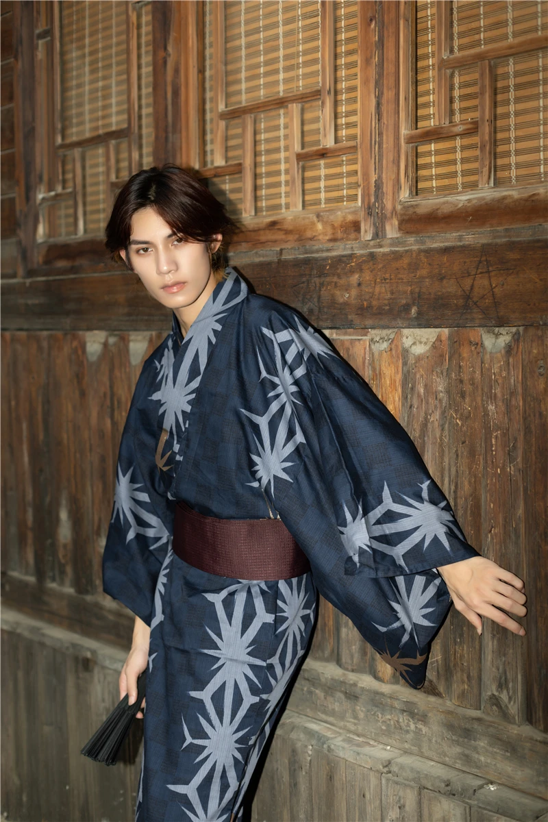 

6pcs Set Men's Cotton Kimono Japanese Traditional Yukata Home Clothes Lounge-wear Cosplay Costume