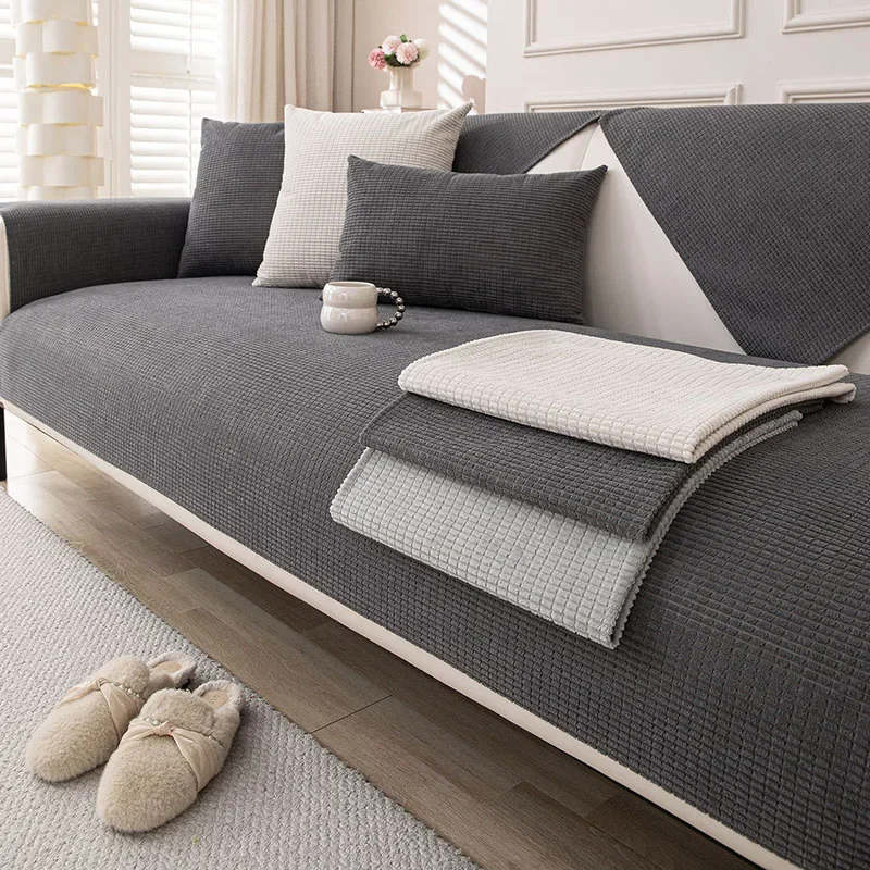 Nordic Corn Kernels Waterproof Sofa Cushion Solid All Season Universal Anti Slip Sofa Cover Vintage Style Easy-Care Cloth Towel