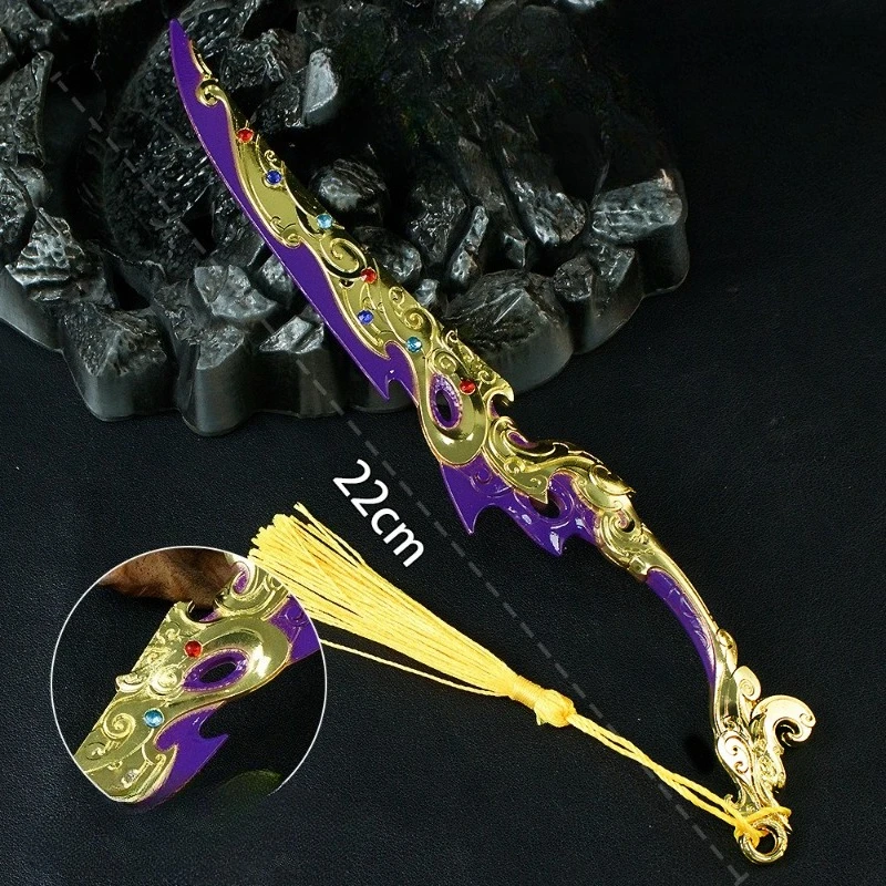 22cm/8.66in três reinos periféricos sua alteza o lobo fluindo nuvem espada dourada modelos de metal china armas antigas brinquedos