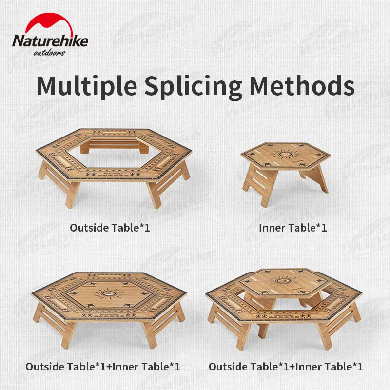 Naturehike DIY Combination Camping Table Outdoor Portable Removable Thickened Picnic Barbecue Party Table Multiple Splicing