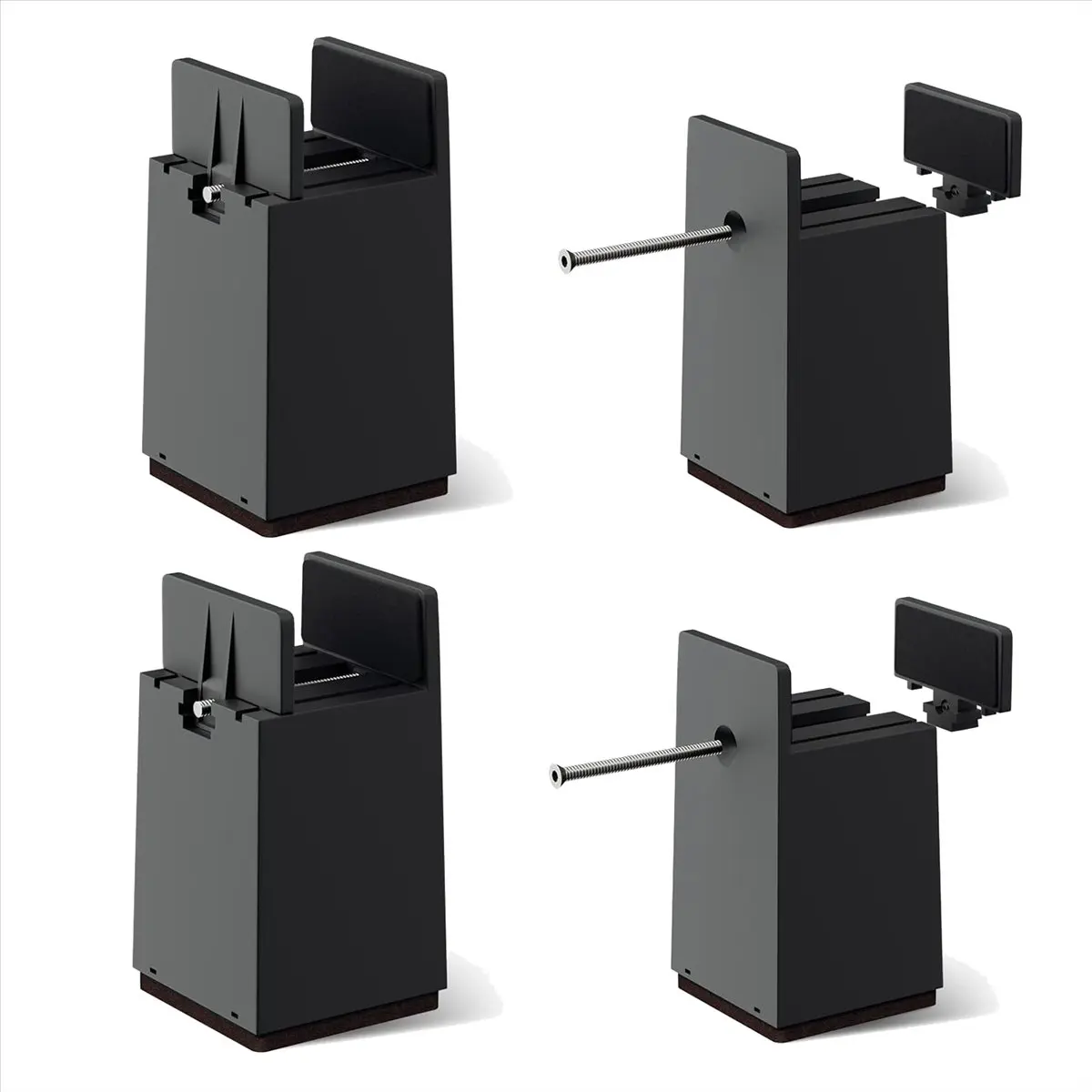ABZT Bed Risers, 4 Inch Adjustable Desk Riser Blocks with Screw Clamp 4 Pack Heavy Duty Chair Raisers Fits 0-2 Inch Widths