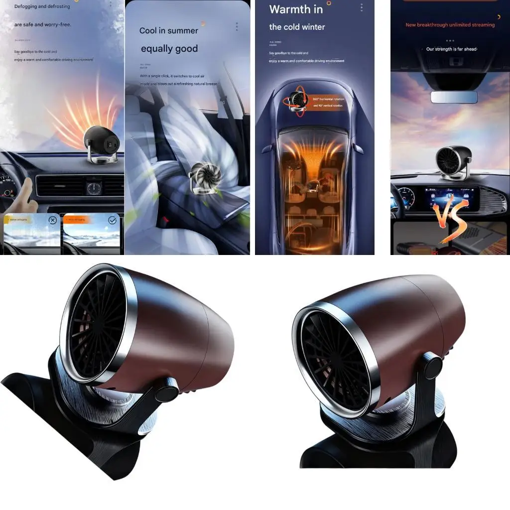 12/24V Vehicle Heater For Winter Defrosting Windshield Fast Heating Small ABS Heater Fan Universal Vehicle Use