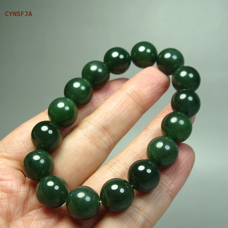 

CYNSFJA New Real Certified Natural Hetian Jasper Nephrite Unisex Lucky Green Jade Bracelets High Quality Elegant New Year Gifts