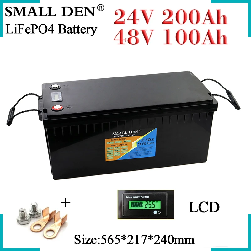 24V 200Ah 48V 100Ah LiFePO4 Battery Pack With150A balanced BMS,For Electric vehicle Boat RV tricycle forklift Golf cart inverter