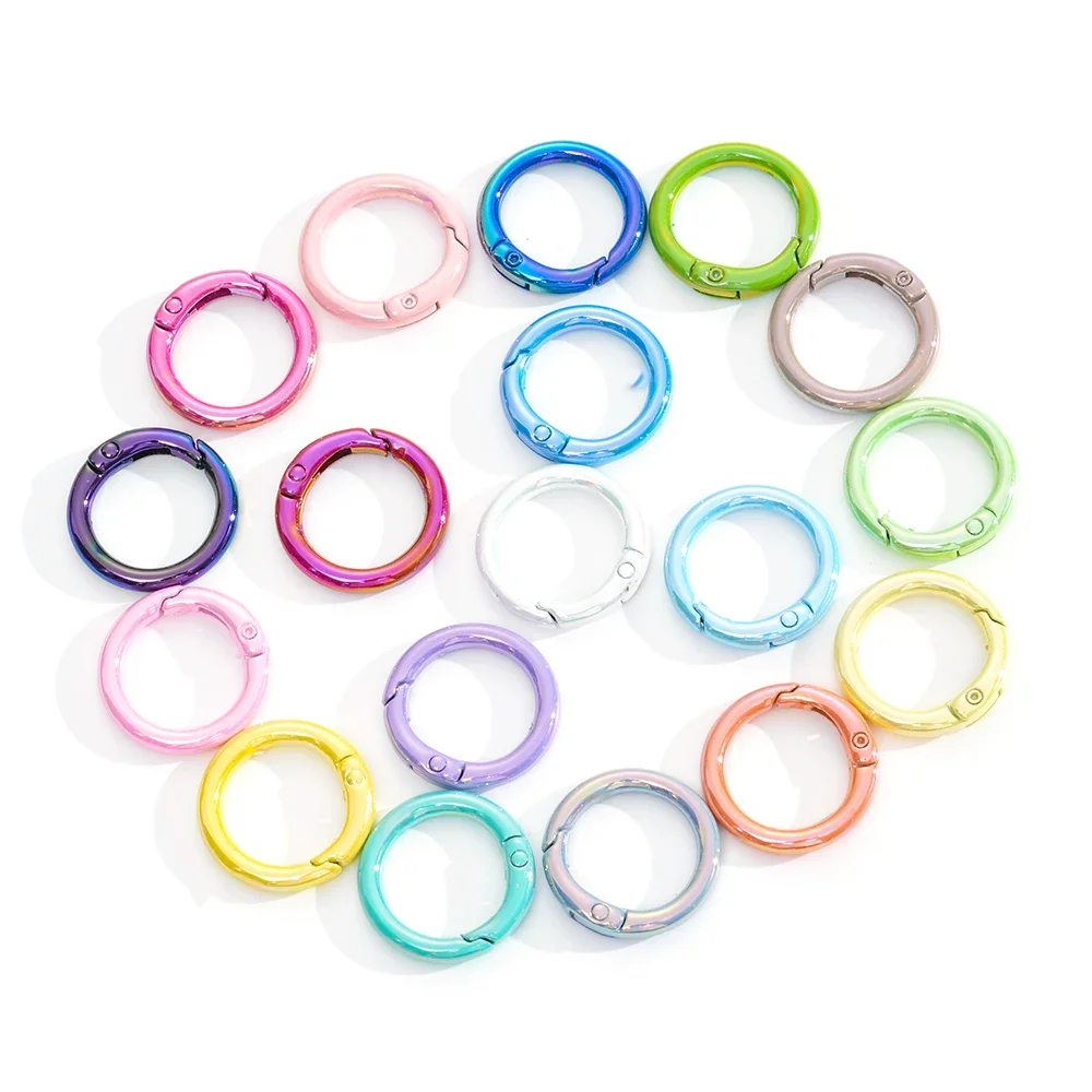 5Pcs UV Farben Metall O Ring Frühling Verschluss Zu Öffnende Runde Karabiner Schlüsselbund Clips Haken Hund Kette DIY Schmuck schnalle Stecker