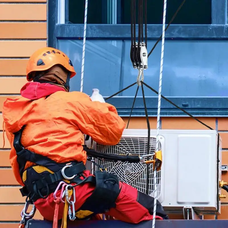270 Rotatable Rope Pulley Block Zinc Alloy Hook Handheld Crane Heavy Duty Polyethylene Rope Pulley Hoist Manual Lifting Device
