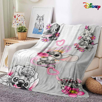 Disney Lilo & Stitch Floral Patterned Soft Blanket Flannel blanket, soft and comfortable, home decoration