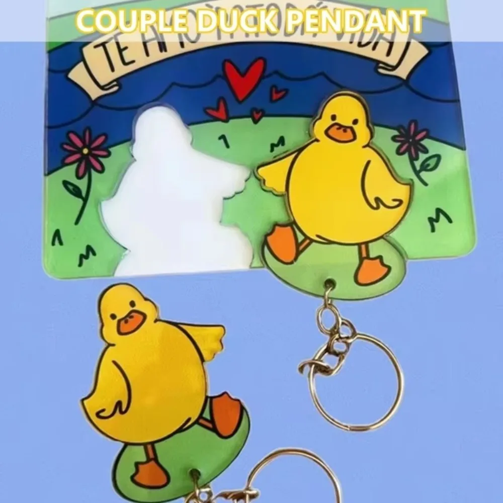 Duck Shaped Couple Keychain Valentines Day Present Home Decor Duckling Pendant Keyring Hanger Wall Key Holder Bag Charm