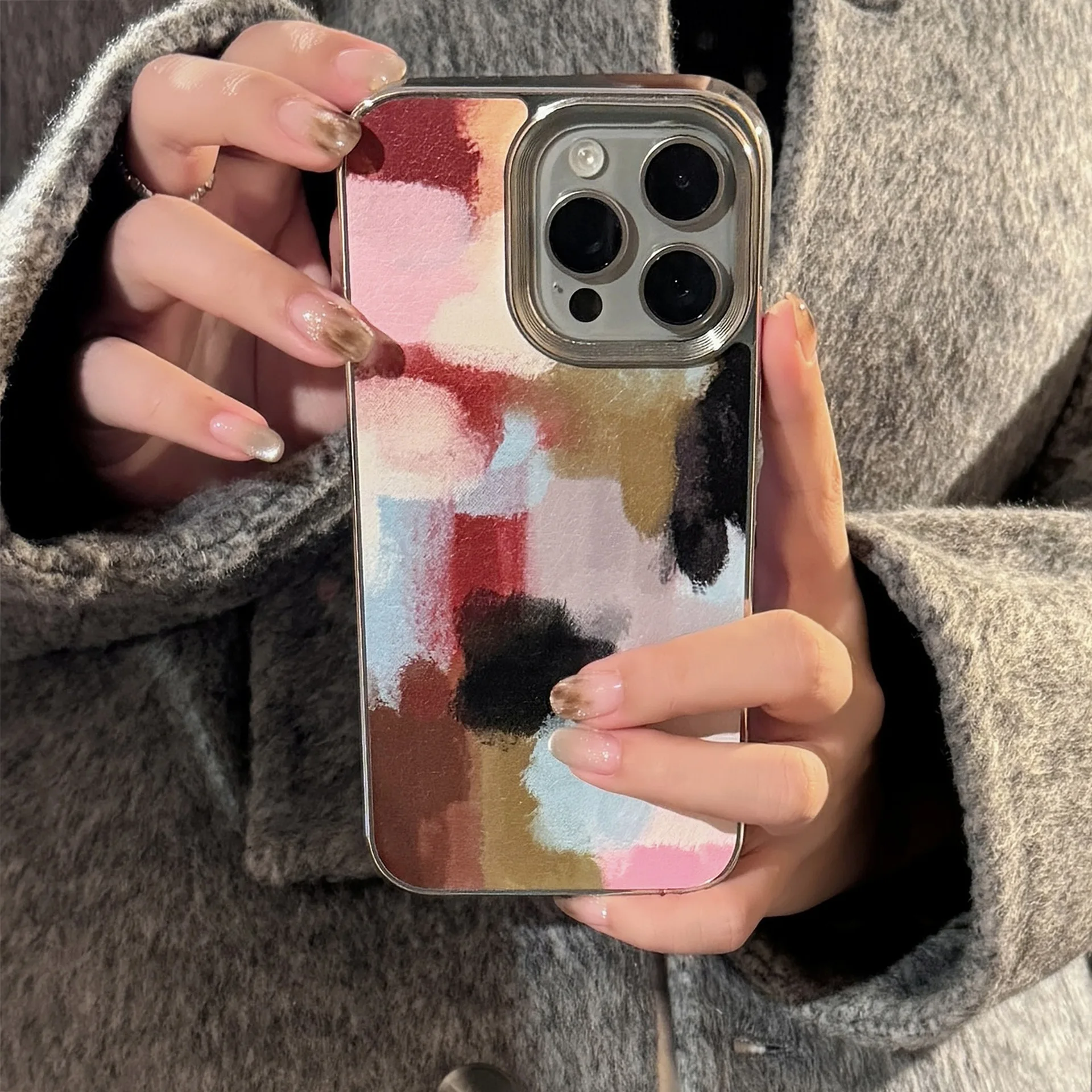 Artistic Style Colour Blocking Phone Case for IPhone16 15 14 12 13 11 Pro ProMax Plus X XR Shockproof Phone Cover