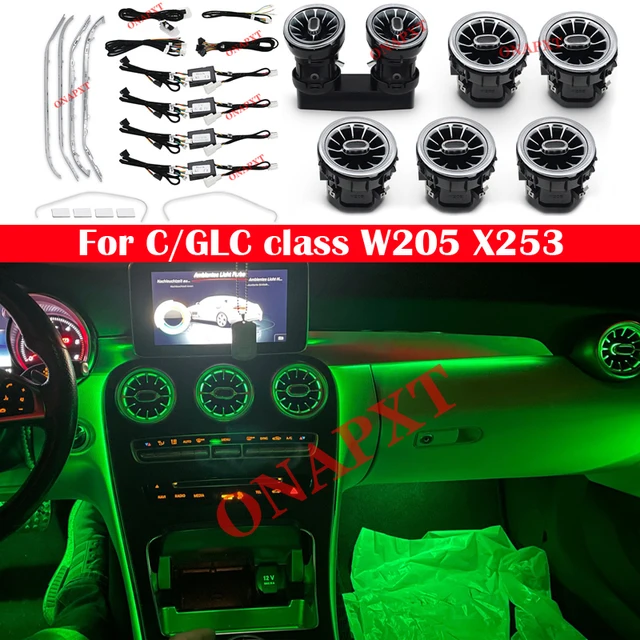 Dla Benz C/GLC Coupe W205 X253 C43 C63 Samochodowa lampa dekoracyjna MB LED Otwory wentylacyjne Dysza Światło otoczenia Głośnik wysokotonowy Podświetlenie głośnika