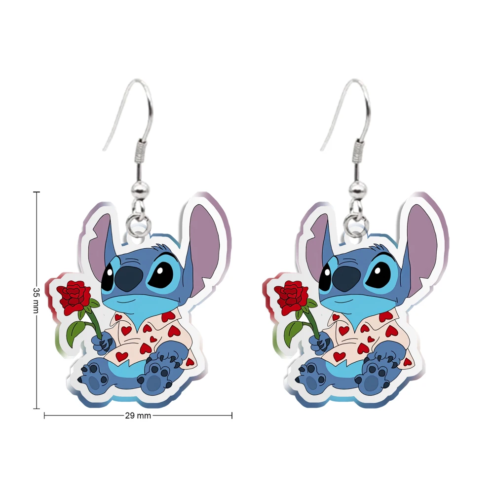 Disney Valentine's Day Stitch Transparent Acrylic Earrings Hook For Women Special Creativity Jewelry Accessories Small Gifts