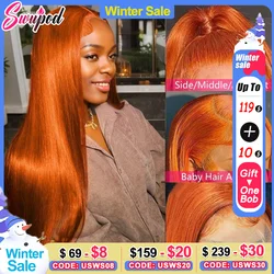 220 Density Transparent 13x6 HD Lace Frontal Wig Straight 13x4 Lace Front Wigs Human Hair Ginger Orange Black Wig Choice For You