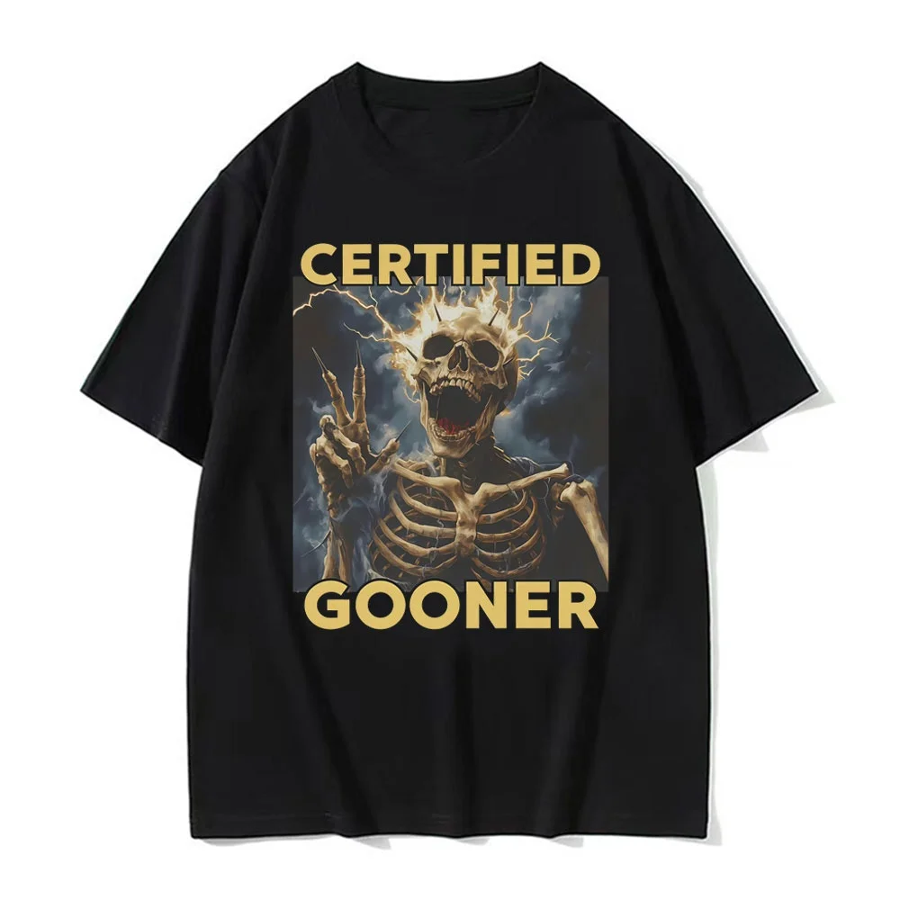 متعة معتمد غونا الهيكل العظمي ميمي الجرافيك تي شيرت 2025 الصيف الرجالية خمر القوطية الفكاهة تي شيرتات قصيرة الاكمام القطن تي شيرت