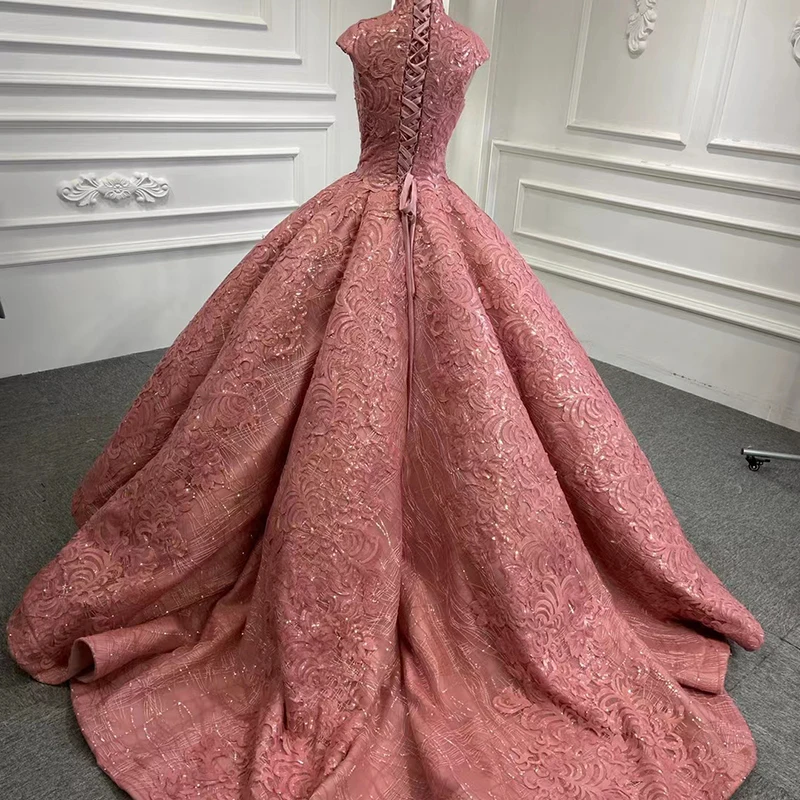 RSM66686 Floor Length Long Dress For Godmother Pink Wedding Mother Evening Dress Lace Up Party Dress Women robe mere de mariee