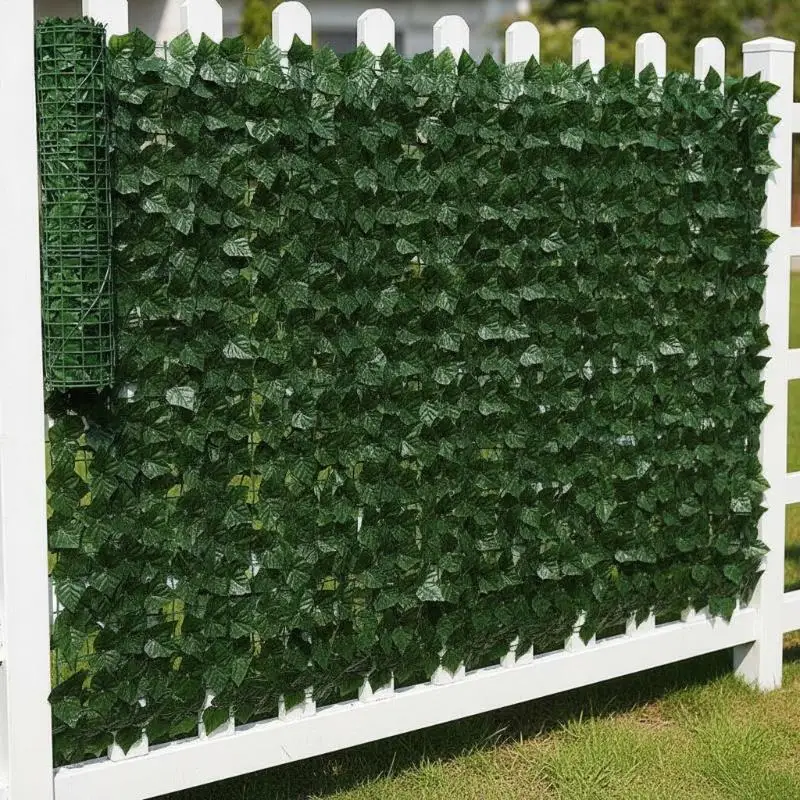 Faux Greenery Hedge Fence Panels Artificial Leaf Privacy Screen 1M/ for Garden Yard Balcony Outdoor Decoration
