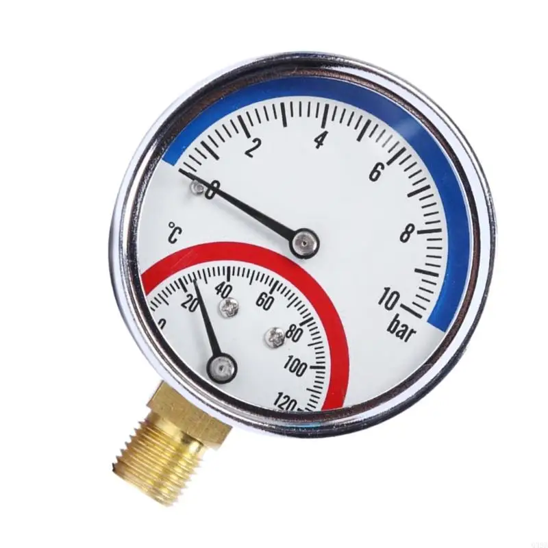 Q39B Professional Thermo-manometer Temperature & Pressure Gauge up to 120℃ & 10 Bar G1/4 Thread for Floor Heating System