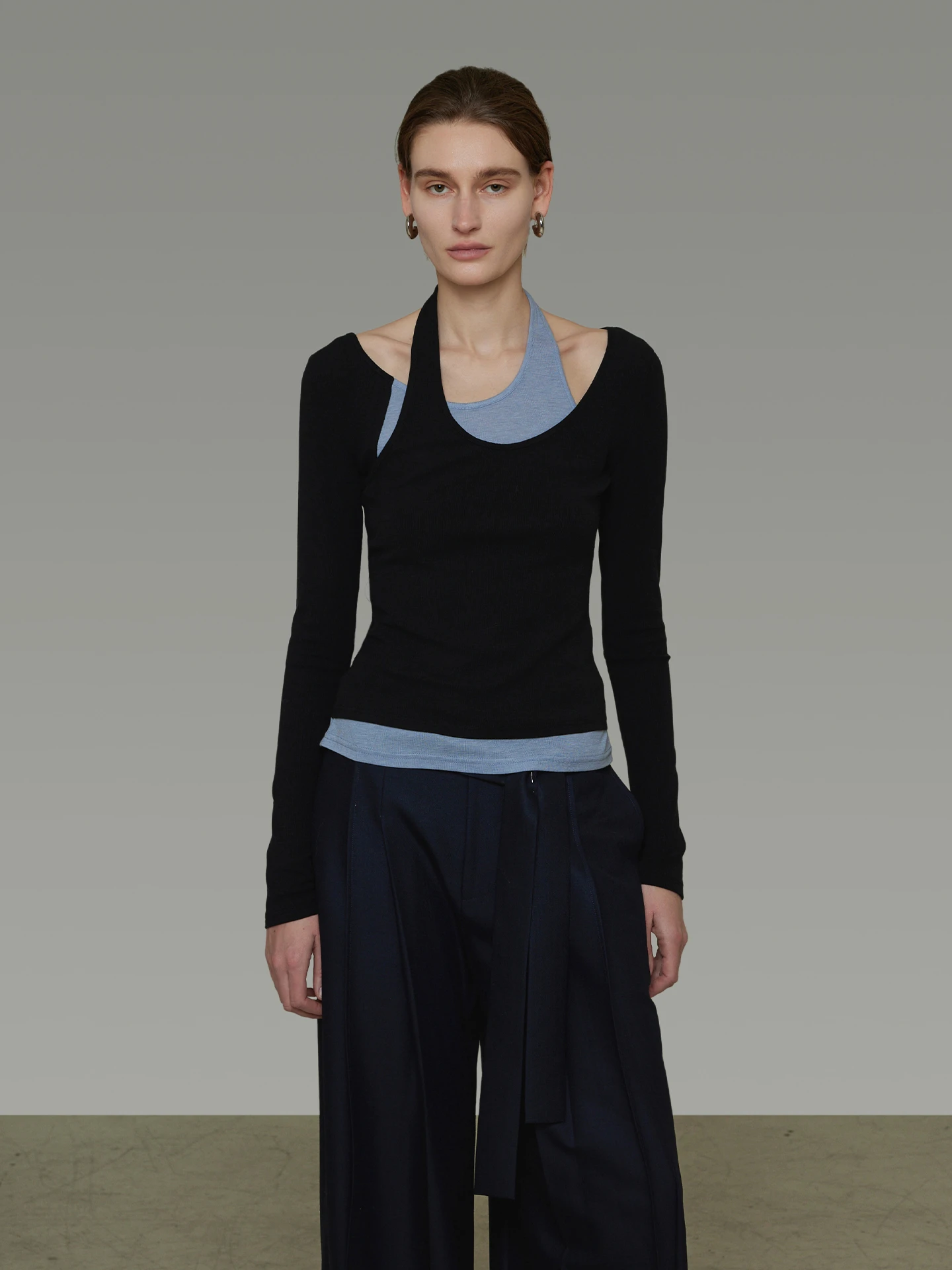 

Unspoken Deconstructed Two-Piece Knitwear Women's Spring 2026 Slimming Design Color Blo Top Comfortable Breathable Long Sve