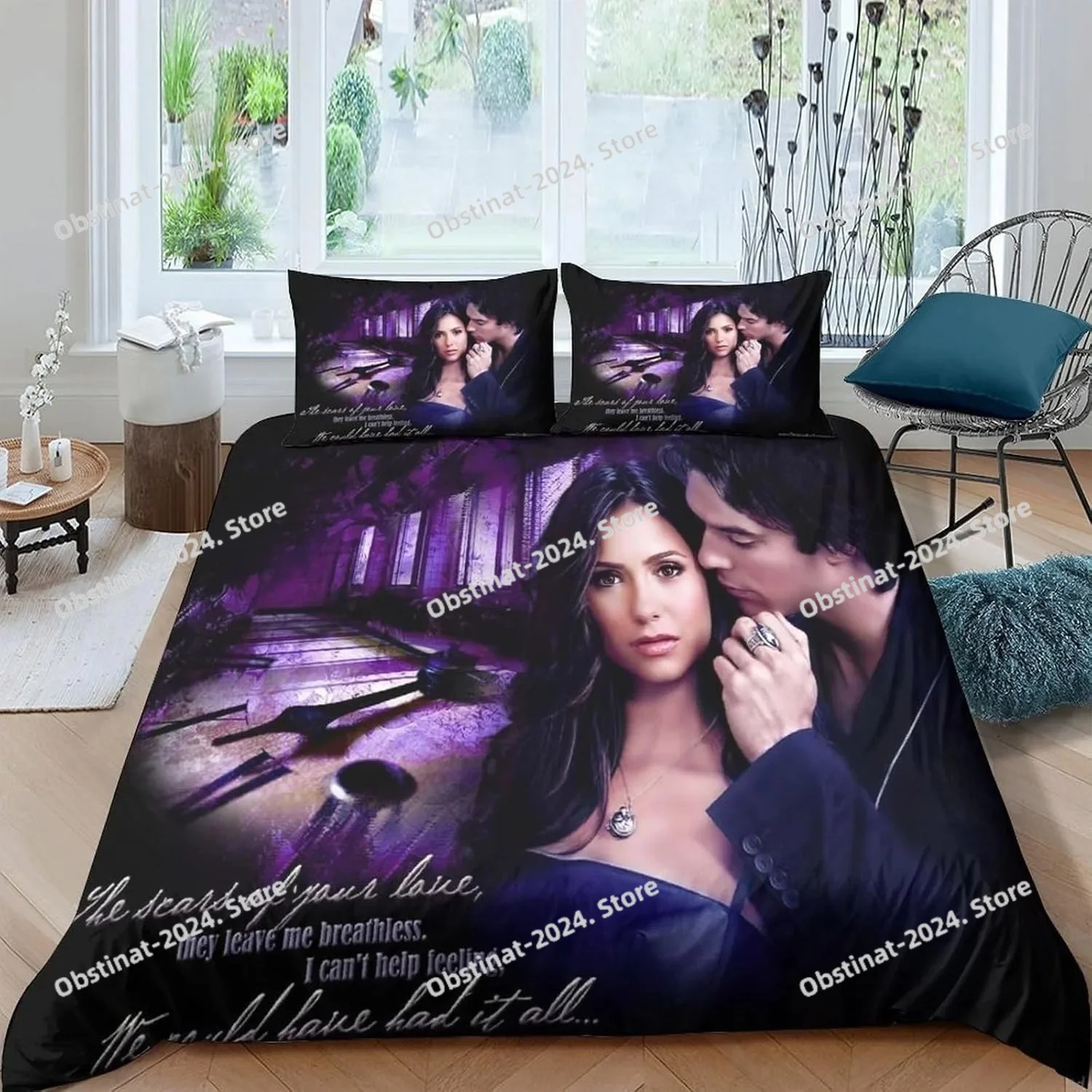

Anime Duvet Cover The Vampire Diaries Bedding Set Adult Boys Girls Bedroom Decoration Kids Gift Single Double Size