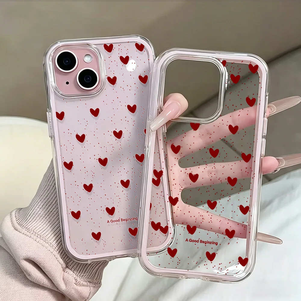 Herz-Polka-Dots Transparente Handyhülle für iPhone 17 13 16 15 11 12 14 Pro Max 17 Air XR X Hülle Silikon 2 IN 1 Stoßfeste Weiche Abdeckung – Detail 5