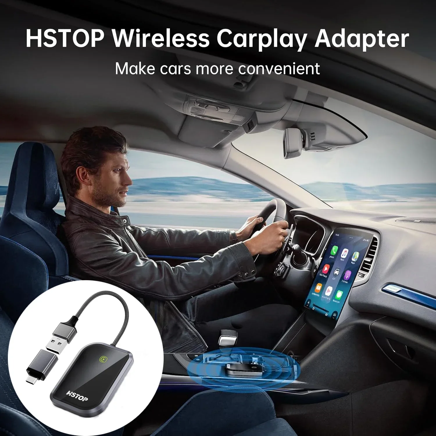 

Carplay Wireless Adapter The 2024 Latest Apple IOS10+ Car Play Wireless Adapter That Compatible with Wired Carplay-Equipped Cars