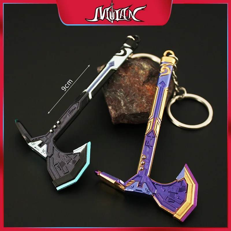 3.54inch Valorant Keychain Mini Neo Frontier Axe Game Peripheral Weapon Anime Model Keyrings Sword Safety Metal Pendant GiftsToy