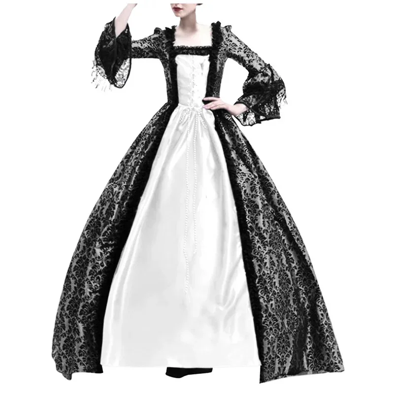 

COSda@Women's Vintage Dress Medieval Victorian Court Lace Stitching Dress Gothic Long Sleeve Dress Cosplay Party Costume S-5XLCO