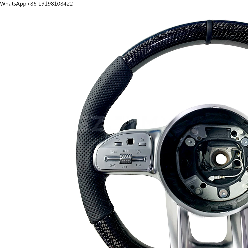 Custom Carbon Fiber & Leather AMG Steering Wheel for Mercedes-Benz Fits GLC/GLE/CLS/G/GT/E63/S63/W204/W205/W212/W222 and More