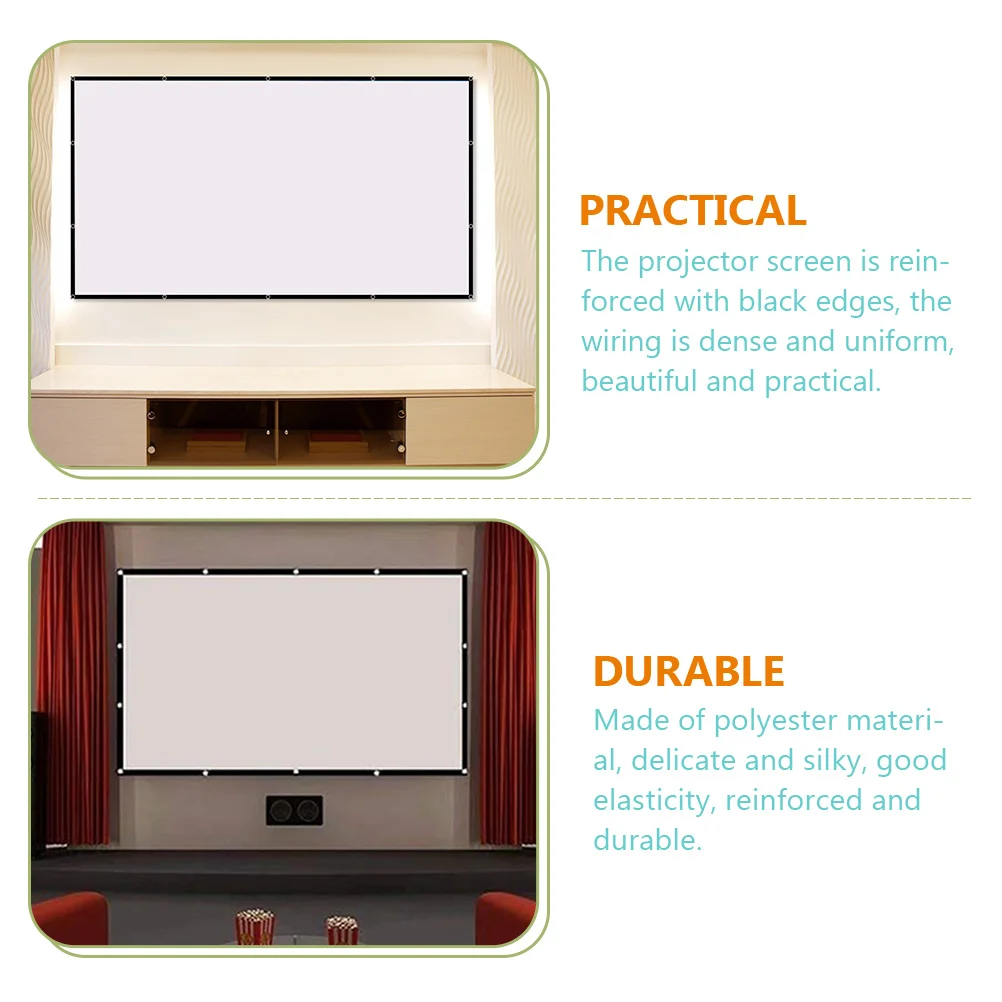 

Polyester Projector Screen Foldable Outdoor Indoor Portable Movie Theater Home Office Camping Wall Mountable for Camping