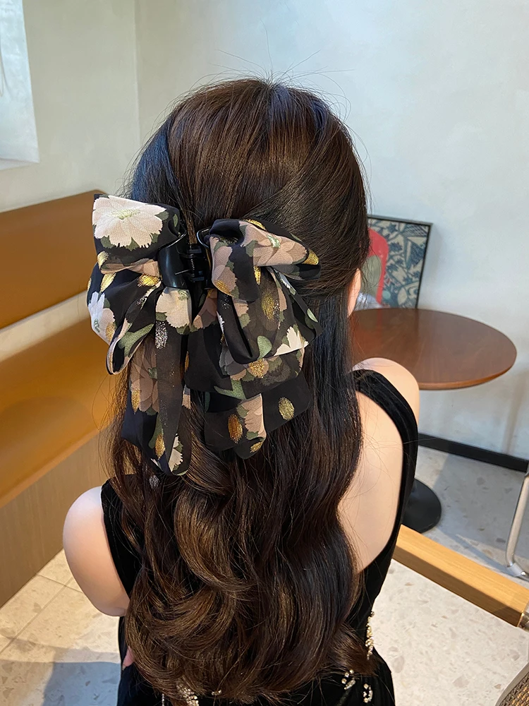 

Ele Knot Hair Clip Women's Hair Accories f up f down ark Clip Floral Print Hairband for Ba of Head