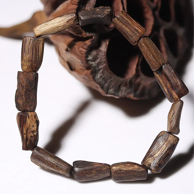 Natural Indonesia Tarakan Agarwood Bracelet Nine Points Submerged Eaglewood Beads Bracelet Single Circle Crafts Ornament