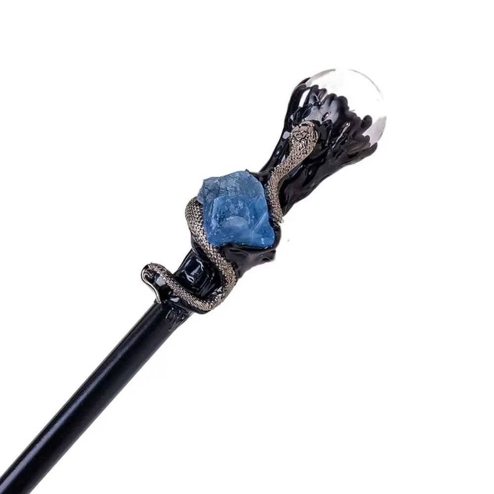 Creative Natural Crystal Magic Wand Handcrafted Witch Natural Crystal Ball Scepter Durable Portable Crystal Magic Wand Cosplay