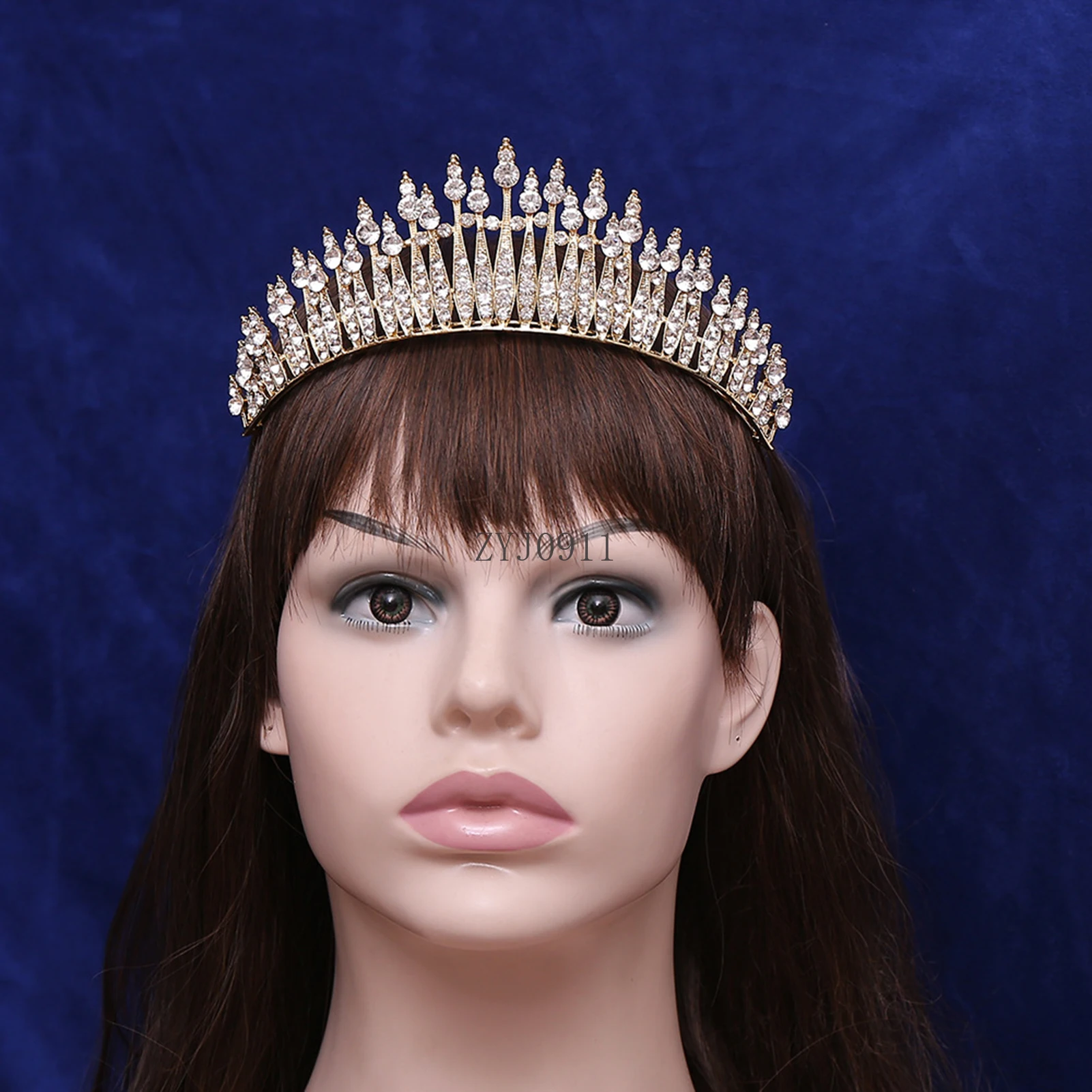 *الباروك كريستال التيجان حجر الراين حفلة موسيقية الإكليل تاج تيارا للنساء العروس التيجان الزفاف الزفاف إكسسوارات الشعر مجوهرات