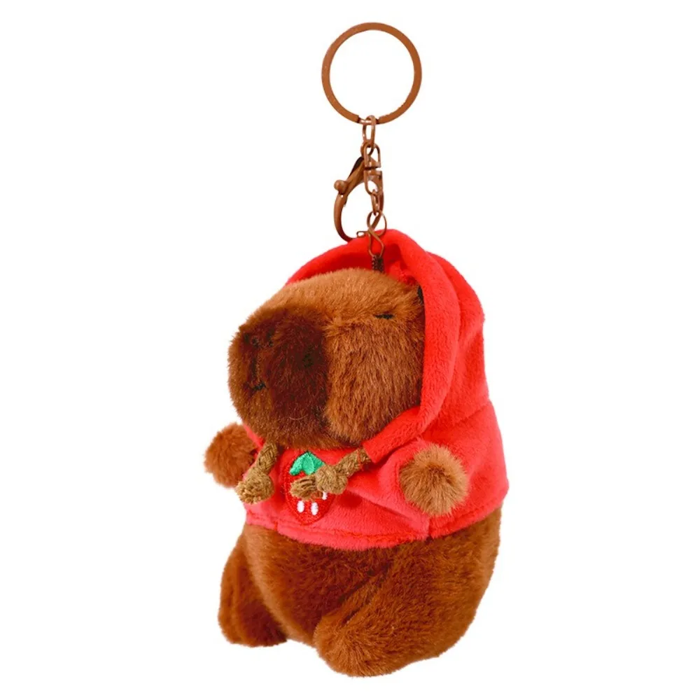 Cute Capybara Plush Toy Keychain Small Size Hoodie Simulation Doll Stuffed Animals Anime Fluffty Toy Plush Pendant Birthday Gift