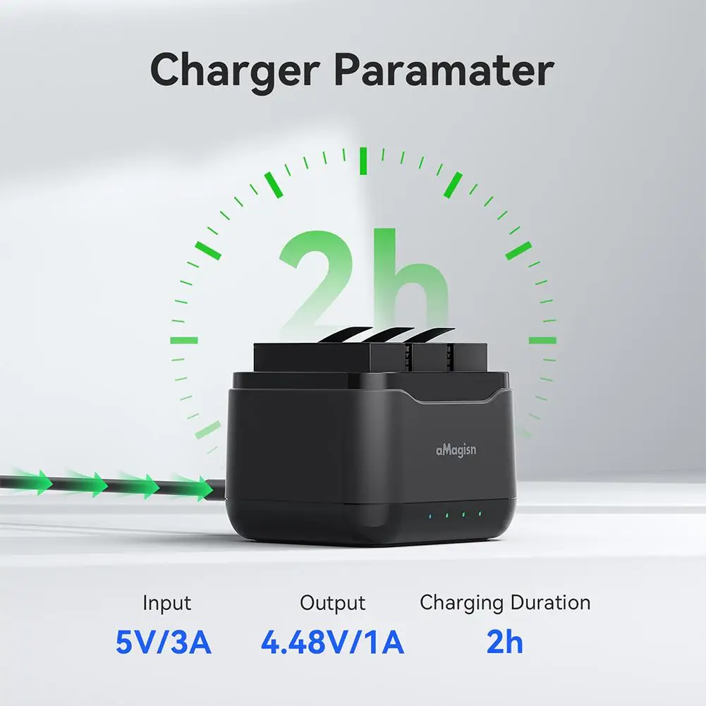 Three-channel Battery Charger For Insta360 AcePro2 With Charging Indicator Light Fast Charging Battery Storage Compartment K2H1