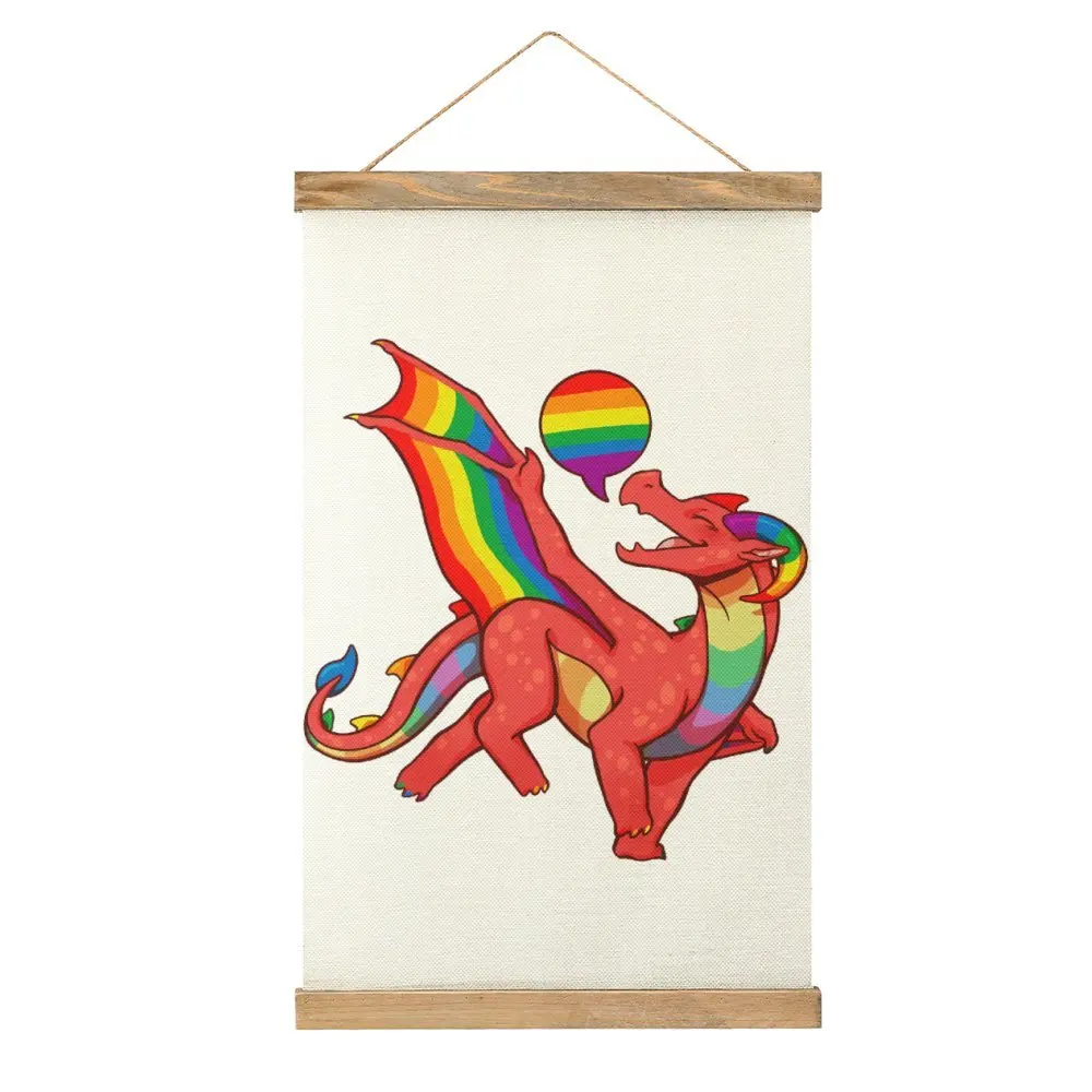 Graphic Vintage Gay Pride Flag Dragon (2nd Edition) For Y Canvas Hanging Picture Wall Decoration Humor Graphic Bar   Mural Style