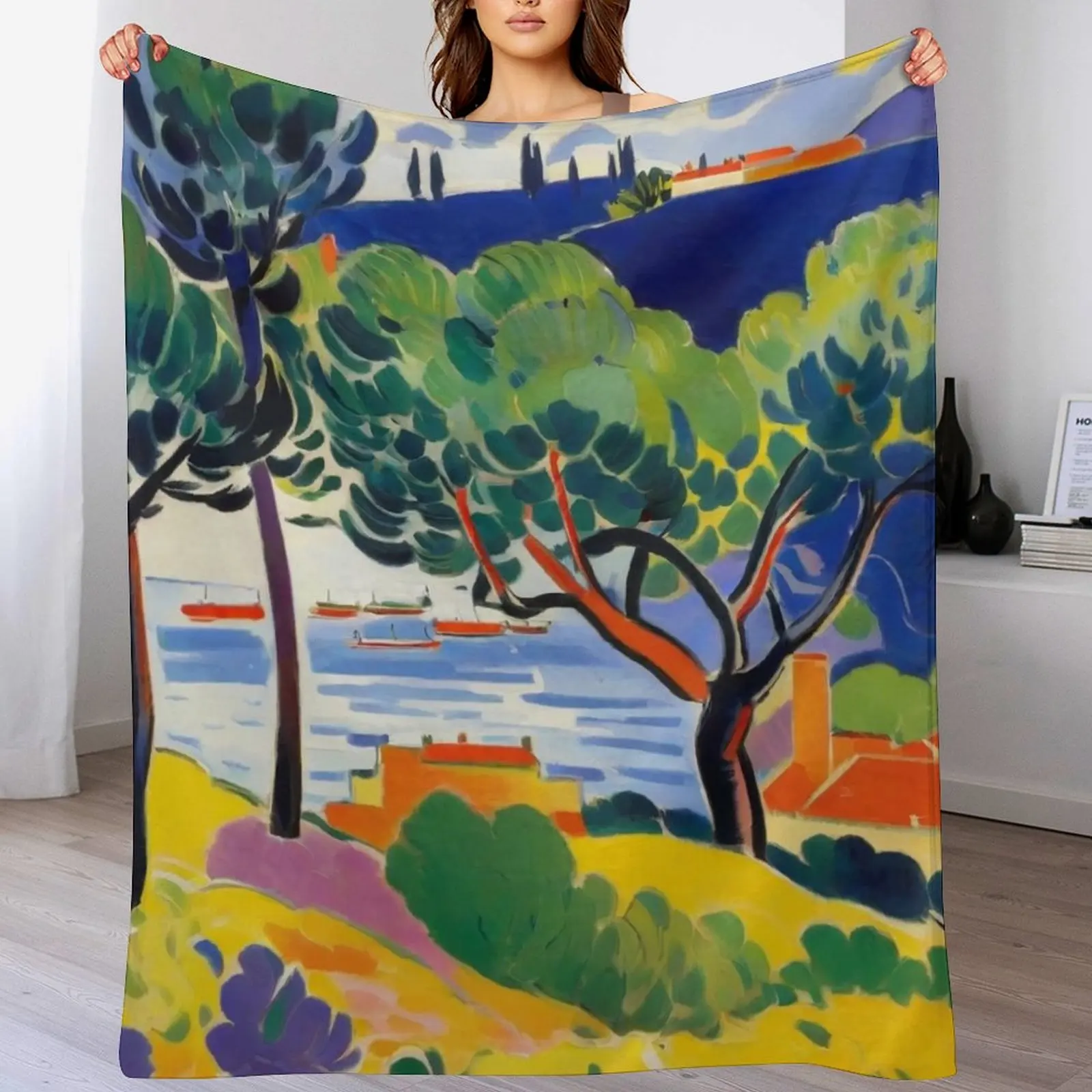 

Vibrant Impressions Matisse Landscape Elegance Throw Blanket Travel Plaid christmas gifts Nap Blankets
