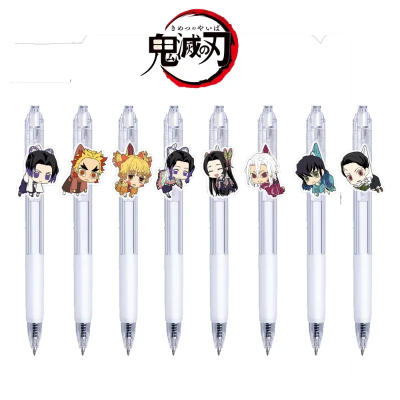 

8pcs Popular Demon Slayers Style Creative Cute Peripheral Press Neutral Pen 0.5mm Student Brush Question Pen Decoration Supplie