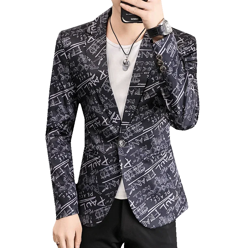 

Модный мужской маленький костюм, модный приталенный деловой повседневный стиль, куртка, удобный повседневный однобортный костюм на одной пуговице