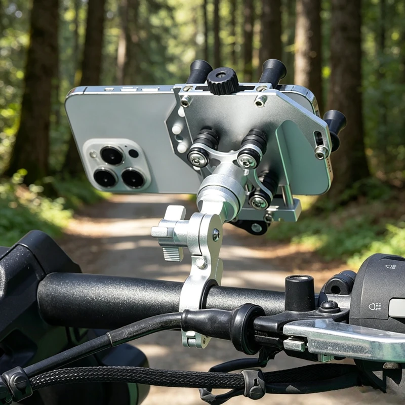 Bike Phone Mount Aluminum Alloy Quick Release Anti Vibration Stable Holder for Motorcycle E-bike Delivery Navigation Non Shake