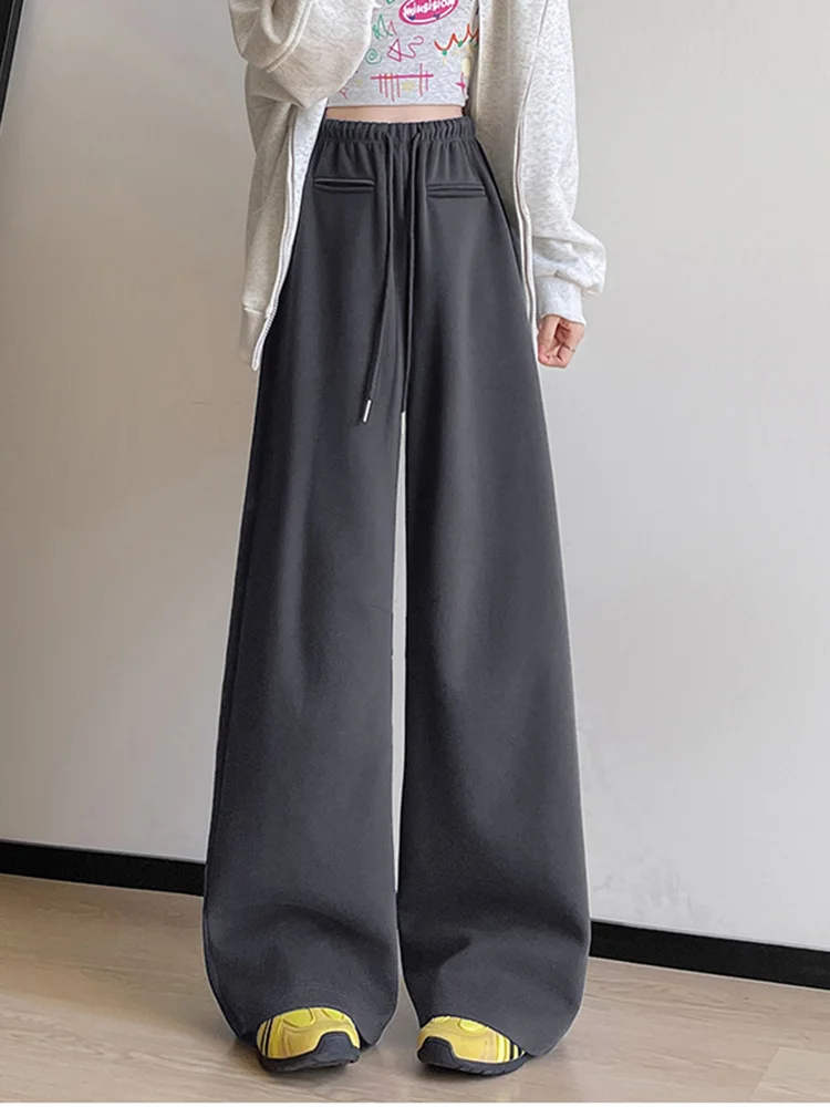 Zoki Streetwear Y2K Women Sweatpants Vintage Loose Hip Hop Design Pant Casual Fall Winter High Waist American Retro Bf Trousers