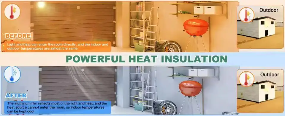 5m Thermische Isolierung Fenster-Sonnenschutzfolie Anti-UV Fensterfolie Hitzeabweisende Doppelseitige Aluminium-Schaum Wärmeschutz-Fensterabdeckung – Detail 2