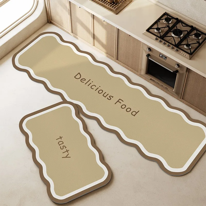 

Anti-Slip PVC Leather Floor Mat, Oil-proof Kitchen Carpet, Irregular Long Strip Rug, Waterproof Home Decoration