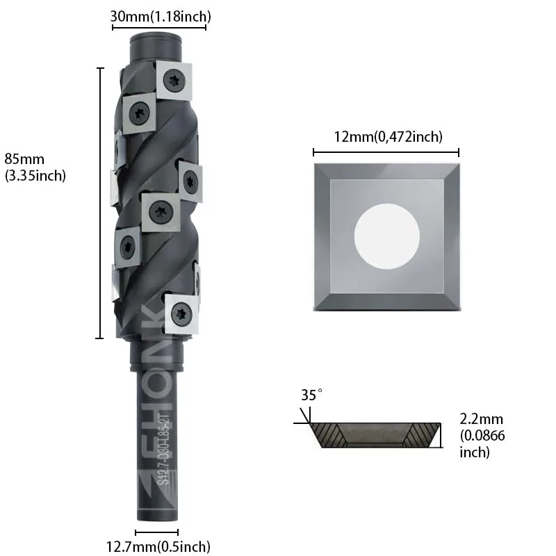 Punta del router con rivestimento a filo con gambo da 20 mm Pulizia inferiore Diametro 32 mm Punta del router a spirale per utensili per la lavorazione del legno Inserto in metallo duro sostituibile